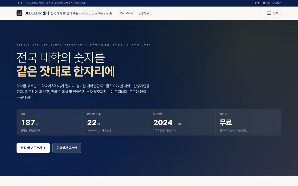 ir.uebell.com 첫 화면